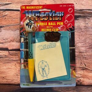 The Magnificent Wrestler Bubble Ball Pen with Memo Clip Lucha Libre Mask Blue